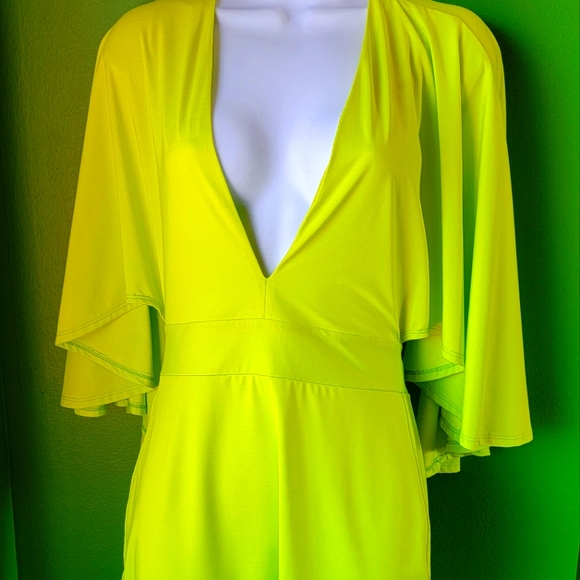 Custom chartreuse colored cocktail dress with draped open back design - Picture 9 of 9